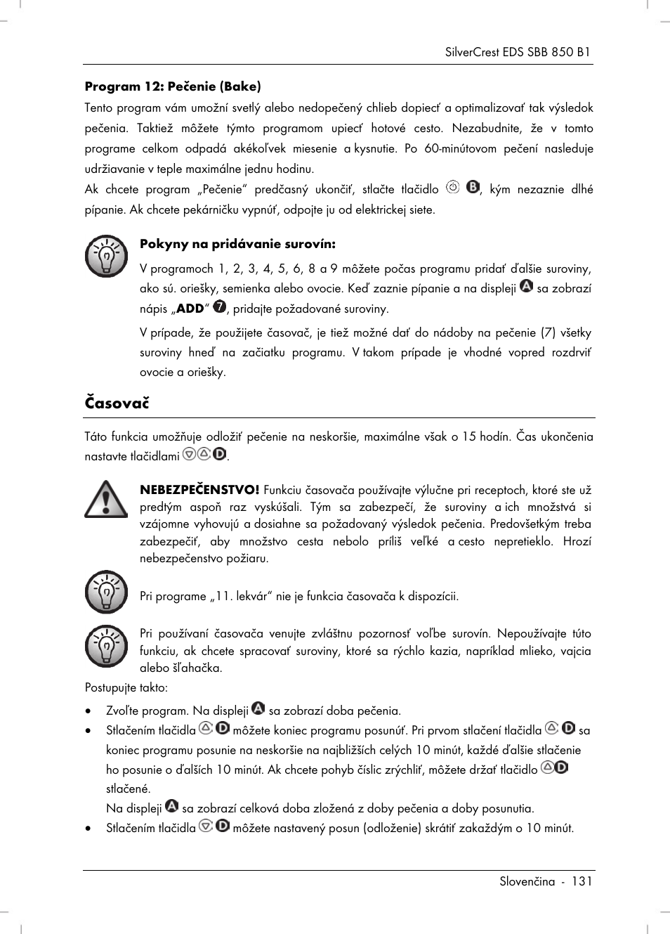 Časovač | Silvercrest SBB 850 B1 User Manual | Page 133 / 172