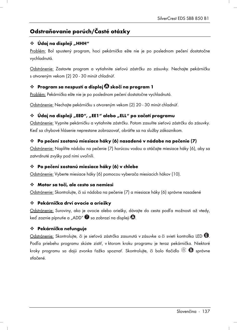 Odstraňovanie porúch/časté otázky | Silvercrest SBB 850 B1 User Manual | Page 139 / 172