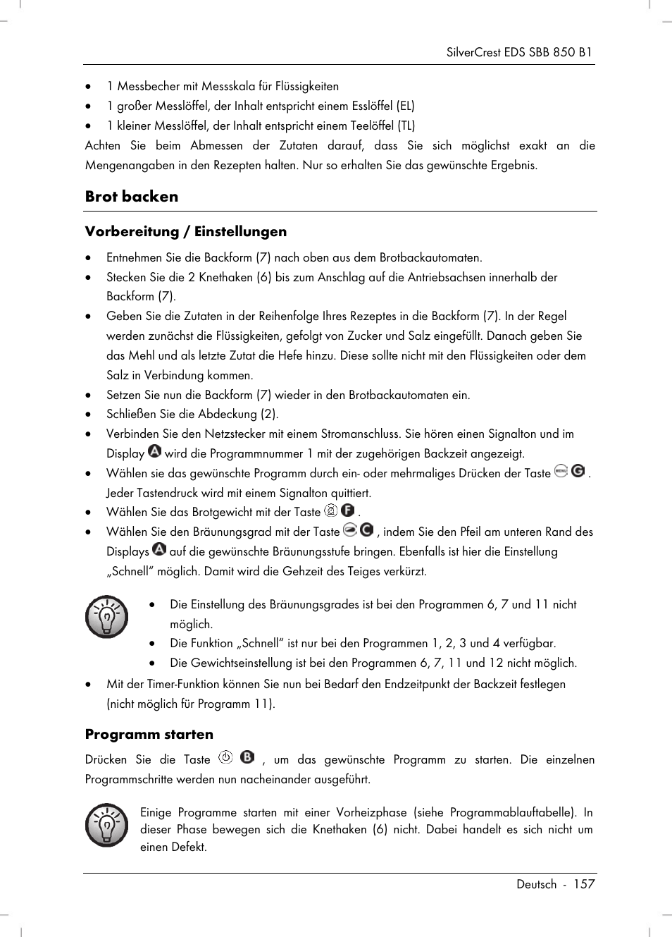 Brot backen | Silvercrest SBB 850 B1 User Manual | Page 159 / 172
