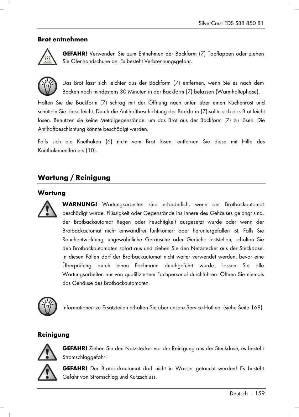 Wartung / reinigung | Silvercrest SBB 850 B1 User Manual | Page 161 / 172