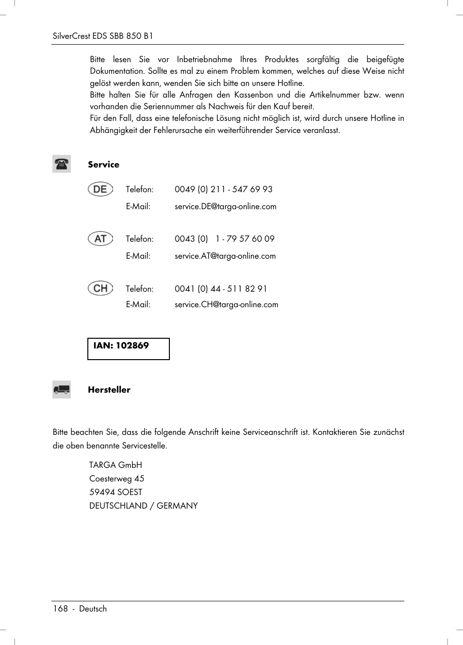 Silvercrest SBB 850 B1 User Manual | Page 170 / 172