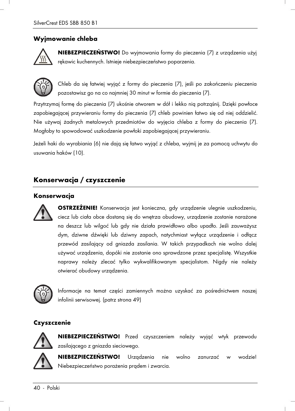 Konserwacja / czyszczenie | Silvercrest SBB 850 B1 User Manual | Page 42 / 172