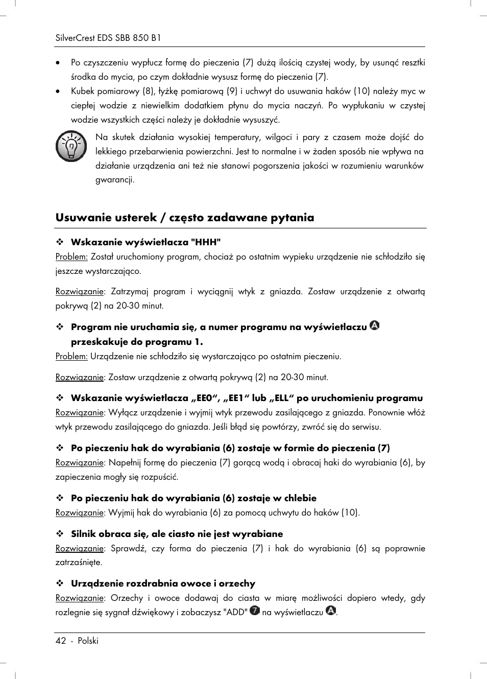 Usuwanie usterek / często zadawane pytania | Silvercrest SBB 850 B1 User Manual | Page 44 / 172