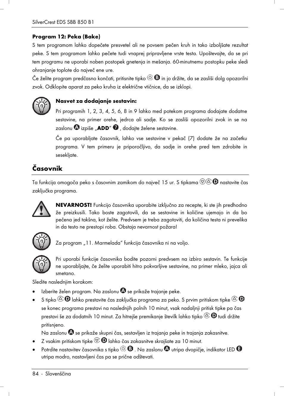 Časovnik | Silvercrest SBB 850 B1 User Manual | Page 86 / 172
