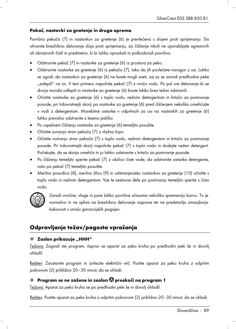 Odpravljanje težav/pogosta vprašanja | Silvercrest SBB 850 B1 User Manual | Page 91 / 172