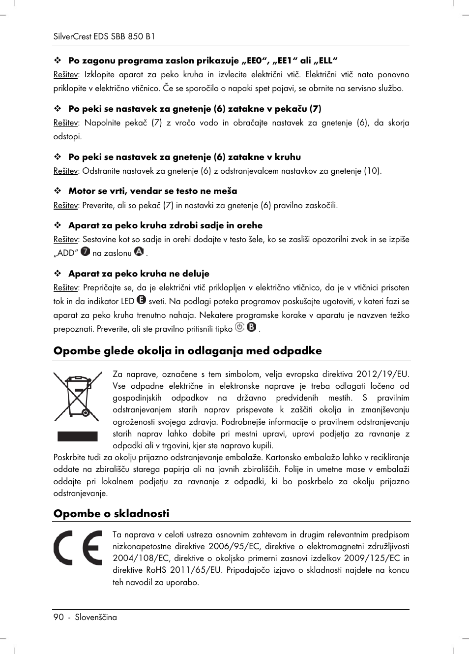 Opombe glede okolja in odlaganja med odpadke, Opombe o skladnosti | Silvercrest SBB 850 B1 User Manual | Page 92 / 172