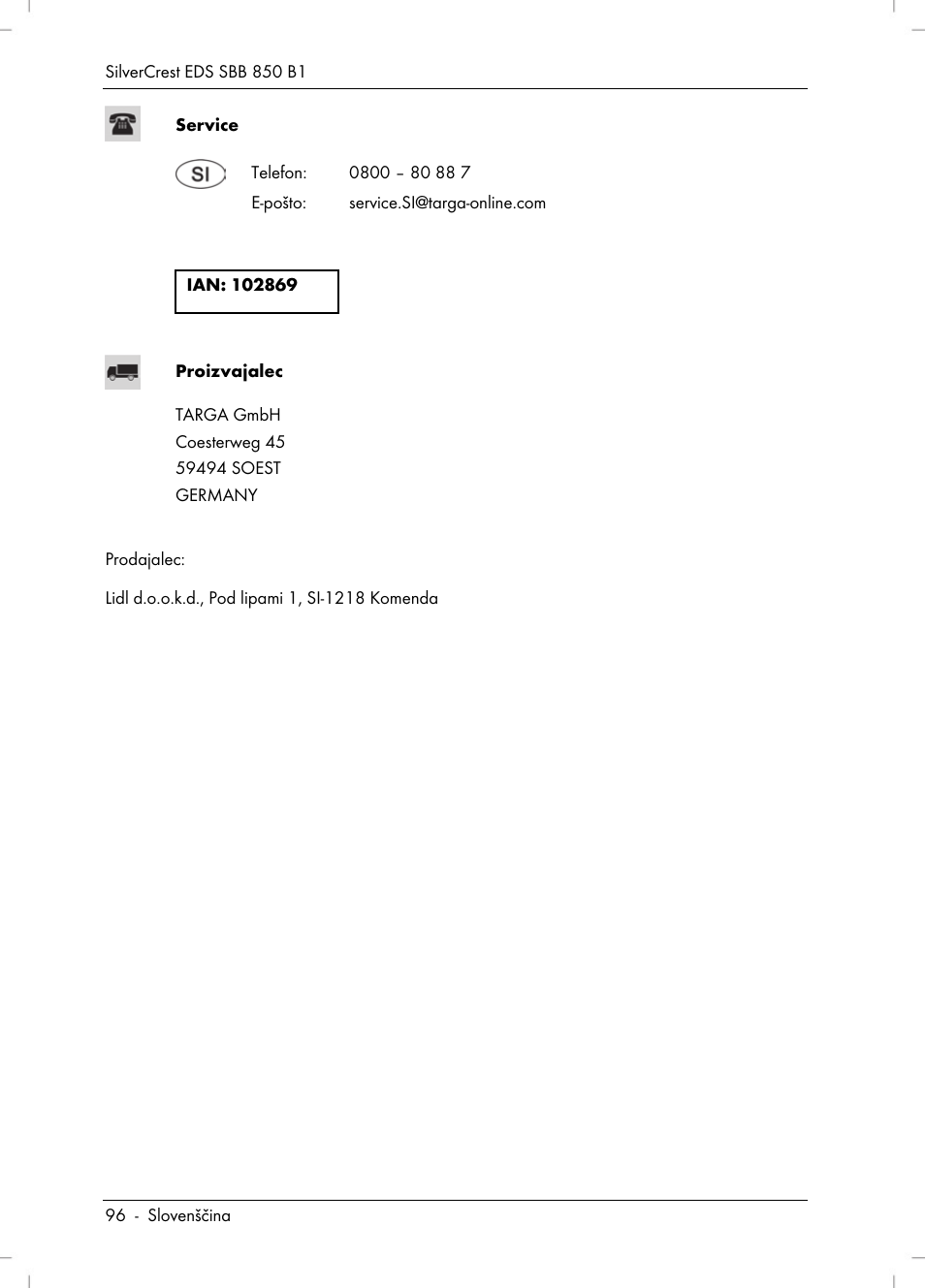 Silvercrest SBB 850 B1 User Manual | Page 98 / 172