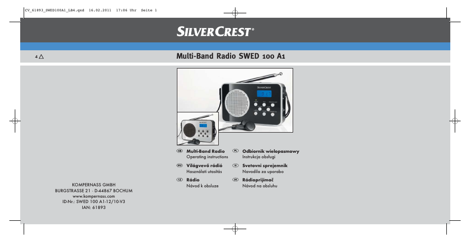 Silvercrest SWED 100 A1 User Manual | 74 pages