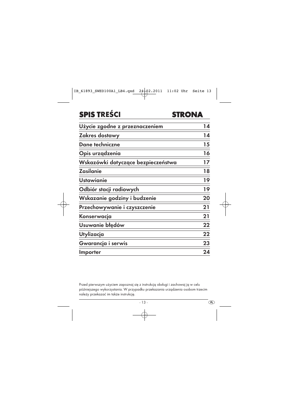 Silvercrest SWED 100 A1 User Manual | Page 15 / 74