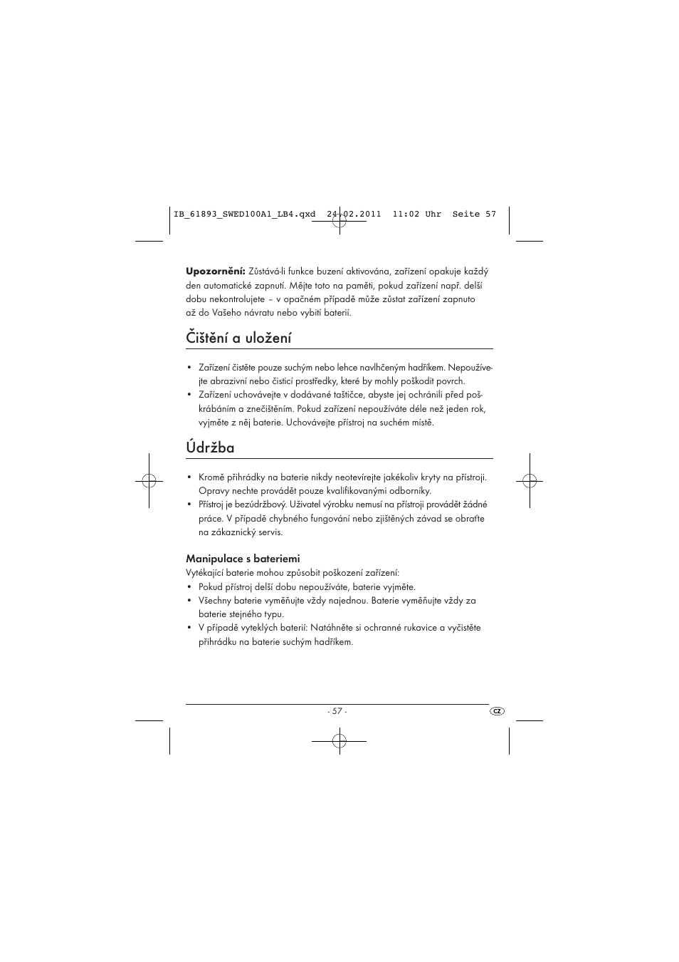 Čištění a uložení, Údržba | Silvercrest SWED 100 A1 User Manual | Page 59 / 74