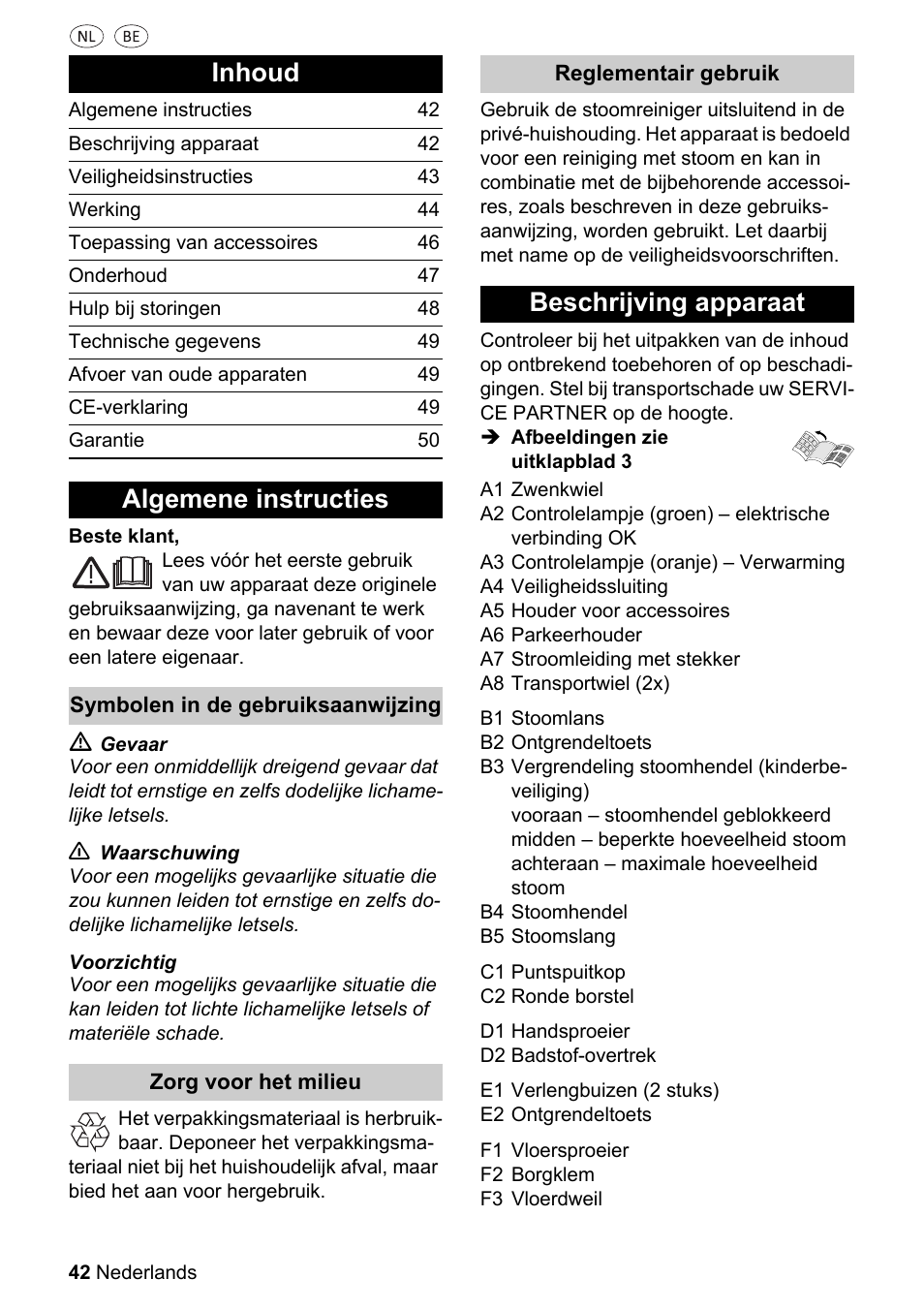Inhoud, Algemene instructies, Beschrijving apparaat | Silvercrest SDR 1500 A1 User Manual | Page 42 / 80