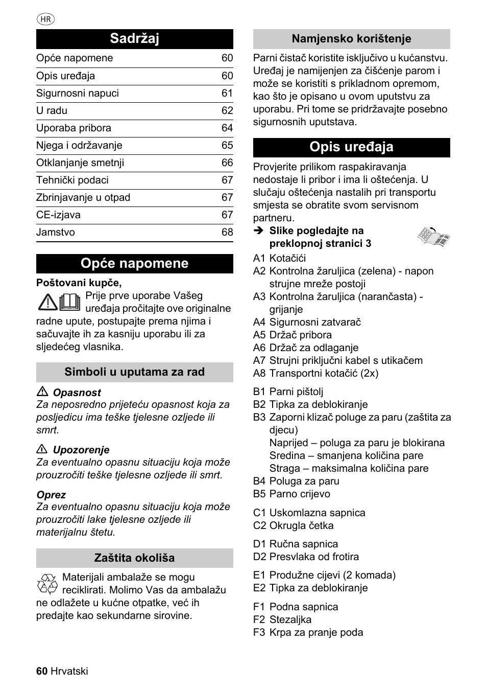 Sadržaj, Opće napomene, Opis uređaja | Silvercrest SDR 1500 A1 User Manual | Page 60 / 80