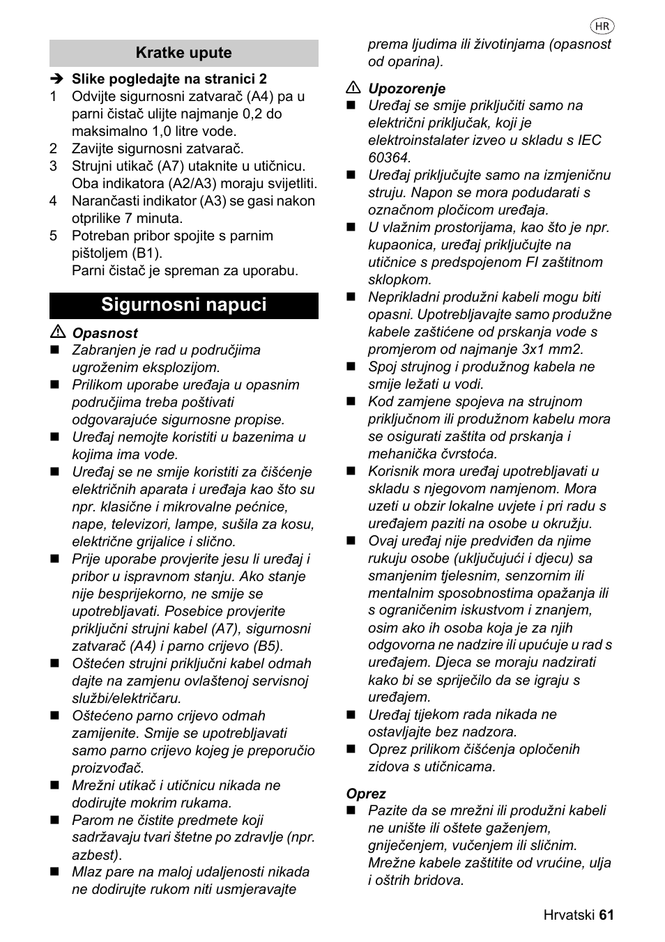 Sigurnosni napuci | Silvercrest SDR 1500 A1 User Manual | Page 61 / 80