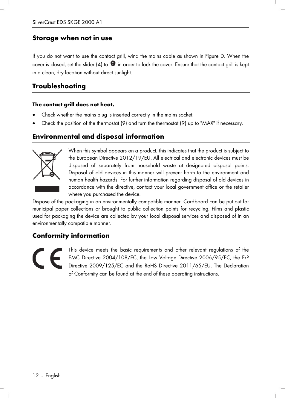 Silvercrest SKGE 2000 A1 User Manual | Page 14 / 100