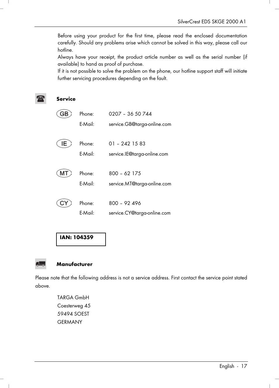Silvercrest SKGE 2000 A1 User Manual | Page 19 / 100