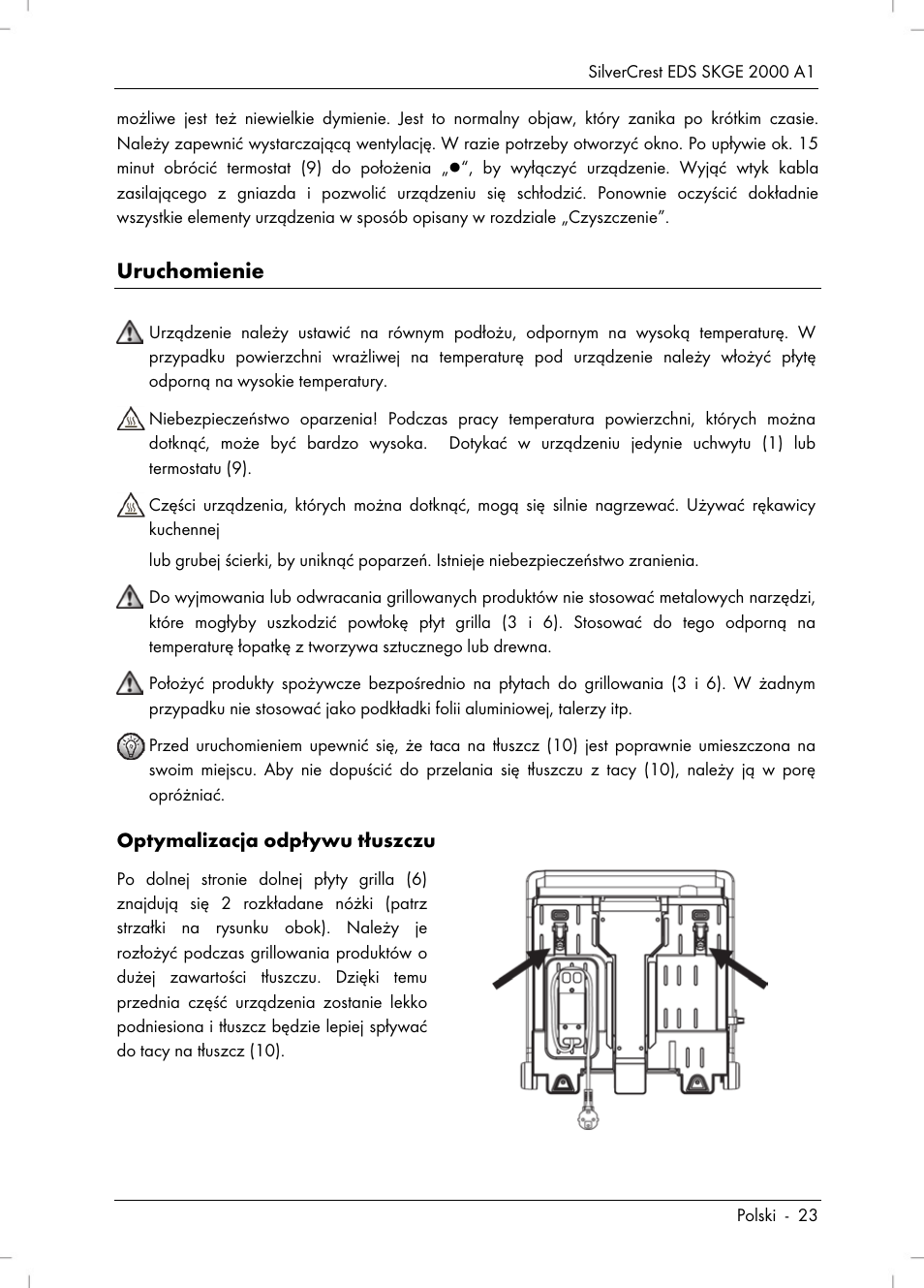 Uruchomienie | Silvercrest SKGE 2000 A1 User Manual | Page 25 / 100