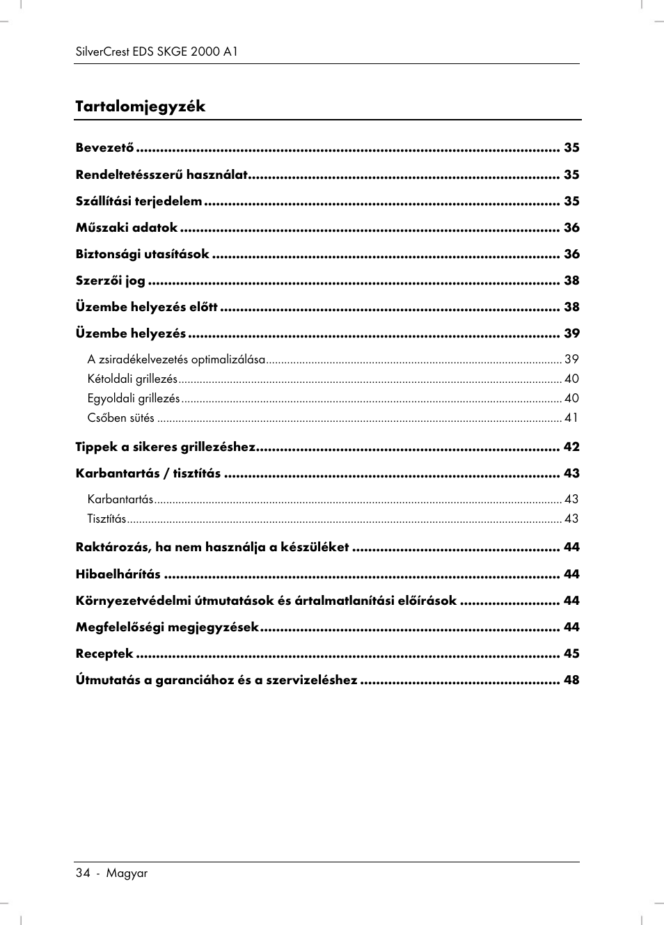 Silvercrest SKGE 2000 A1 User Manual | Page 36 / 100