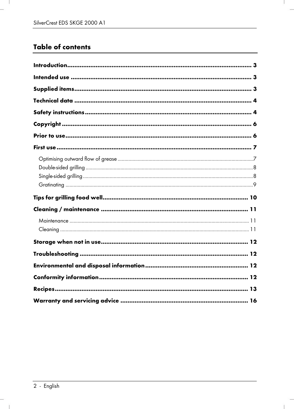Silvercrest SKGE 2000 A1 User Manual | Page 4 / 100