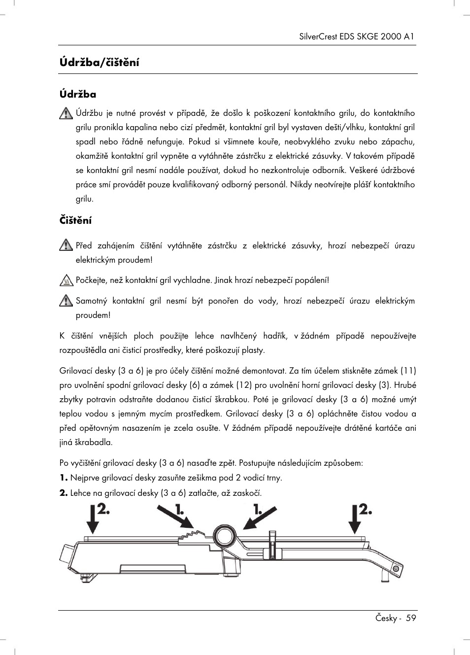 Údržba/čištění | Silvercrest SKGE 2000 A1 User Manual | Page 61 / 100