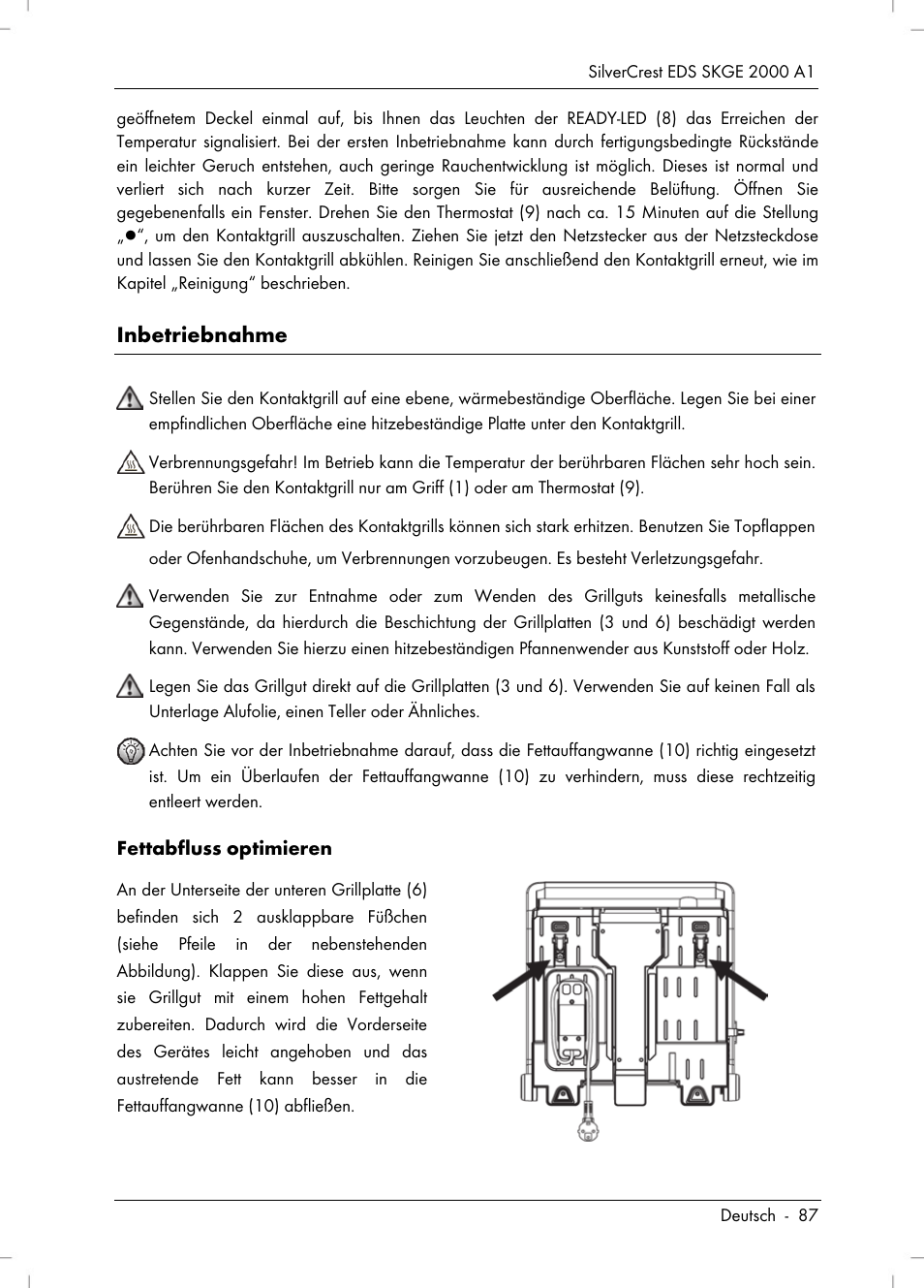 Inbetriebnahme | Silvercrest SKGE 2000 A1 User Manual | Page 89 / 100