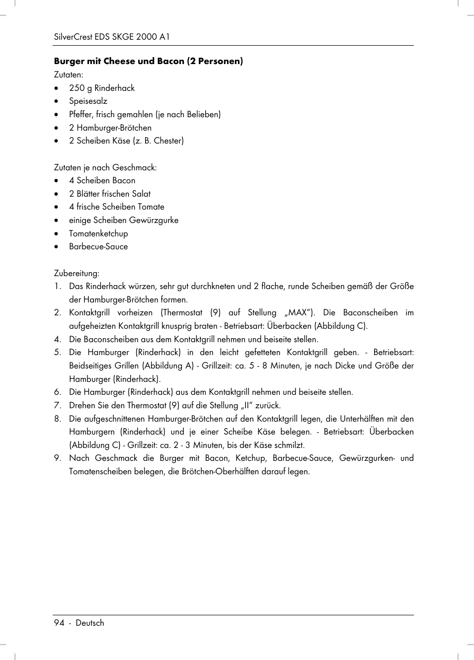 Silvercrest SKGE 2000 A1 User Manual | Page 96 / 100