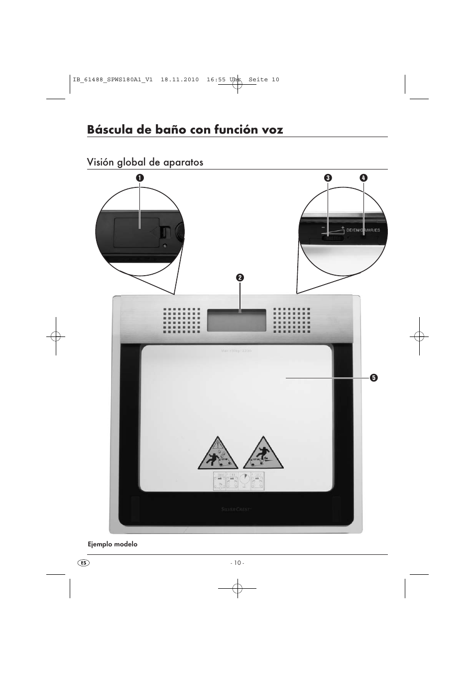 Báscula de baño con función voz, Visión global de aparatos | Silvercrest SPWS 180 A1 User Manual | Page 11 / 41