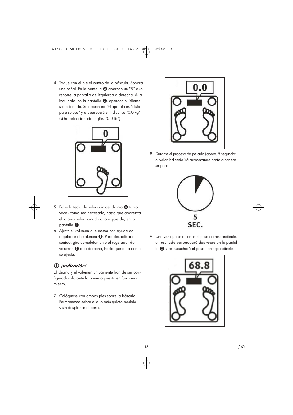 Indicación | Silvercrest SPWS 180 A1 User Manual | Page 14 / 41