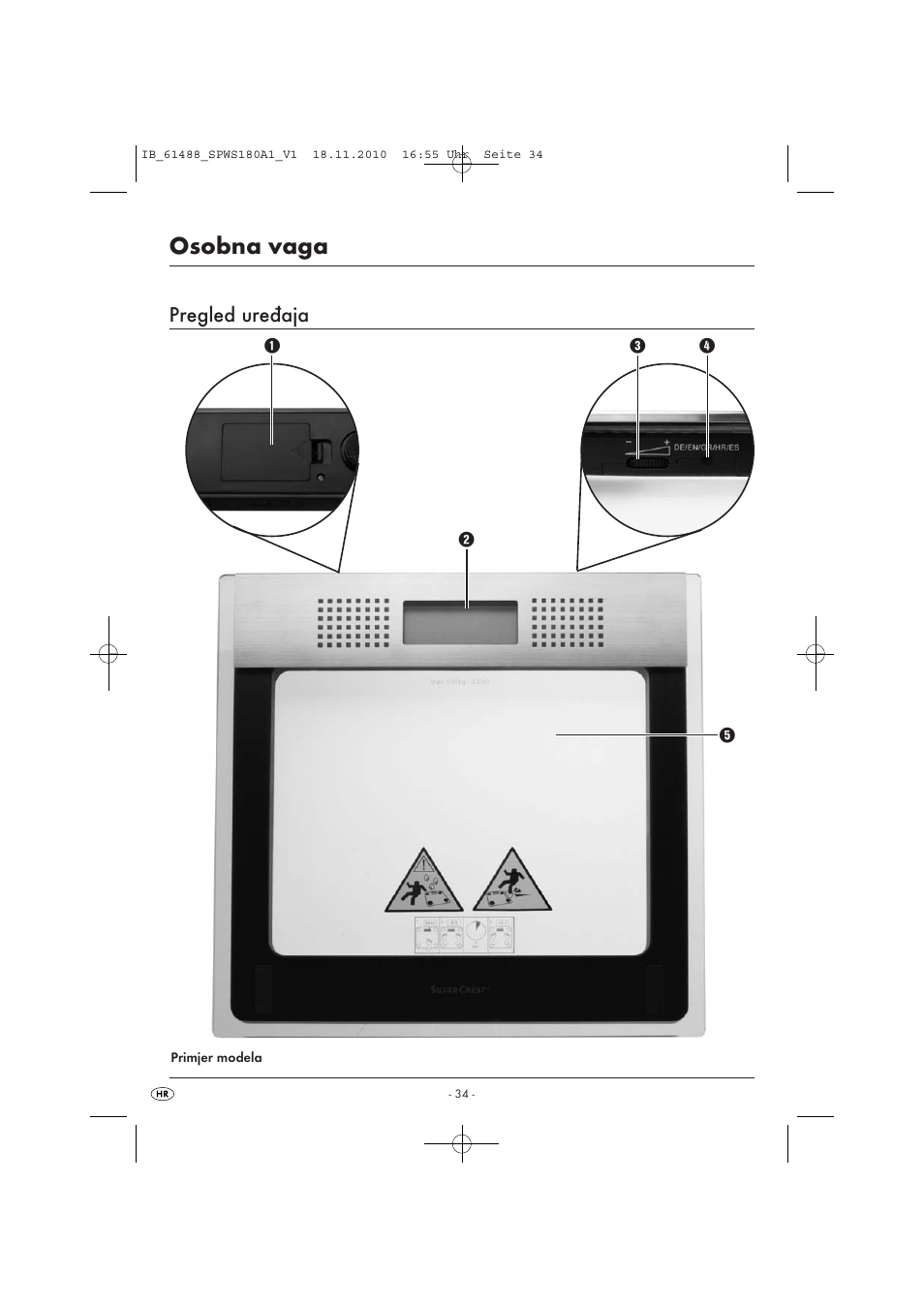 Osobna vaga, Pregled uređaja | Silvercrest SPWS 180 A1 User Manual | Page 35 / 41