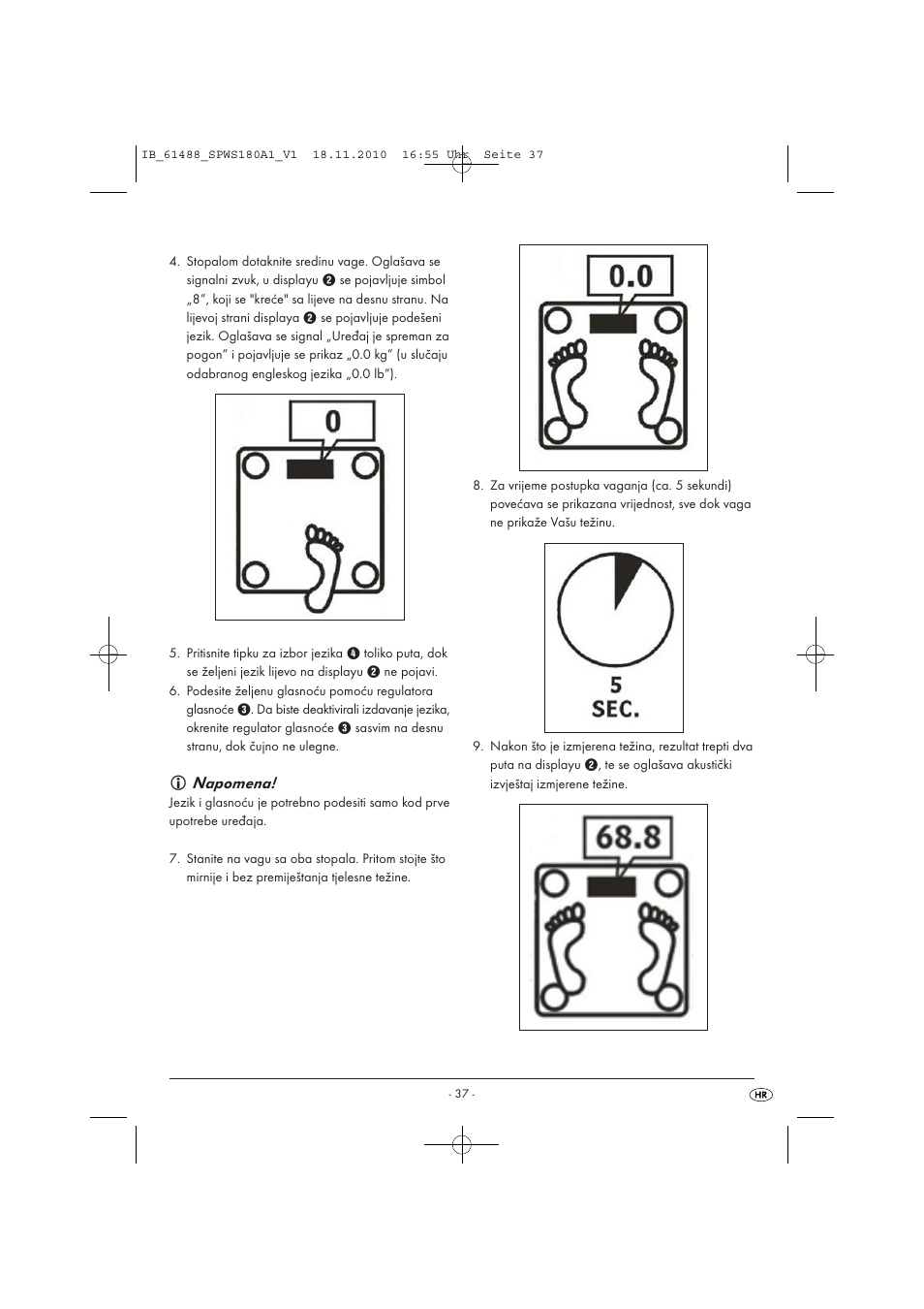 Napomena | Silvercrest SPWS 180 A1 User Manual | Page 38 / 41