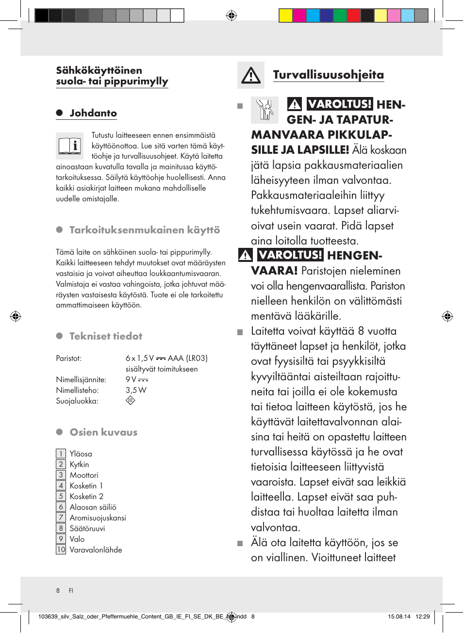 Silvercrest Z31738/Z31738A/ Z31738B/Z31738C User Manual | Page 8 / 35