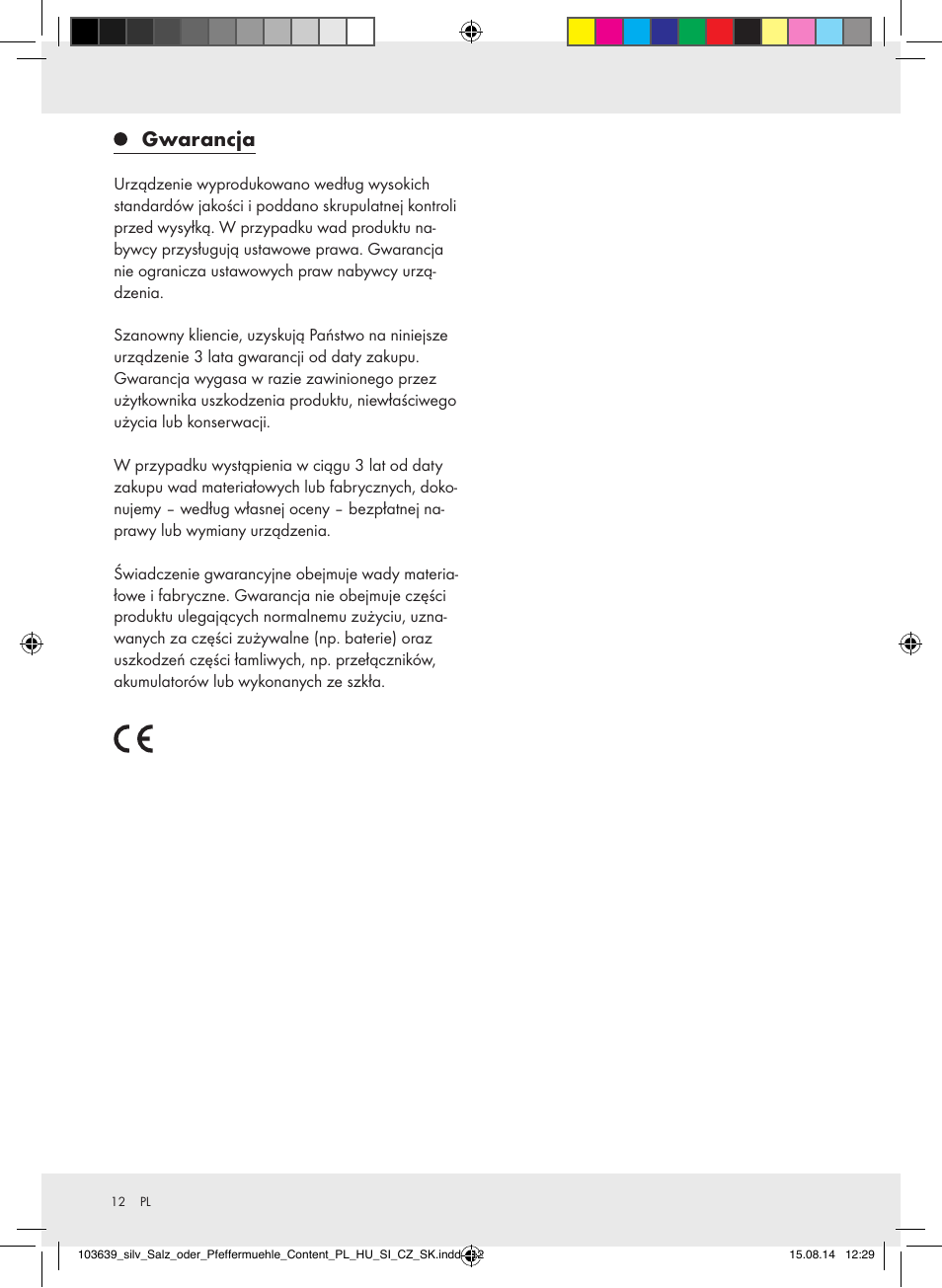 Gwarancja | Silvercrest Z31738/Z31738A/ Z31738B/Z31738C User Manual | Page 12 / 35