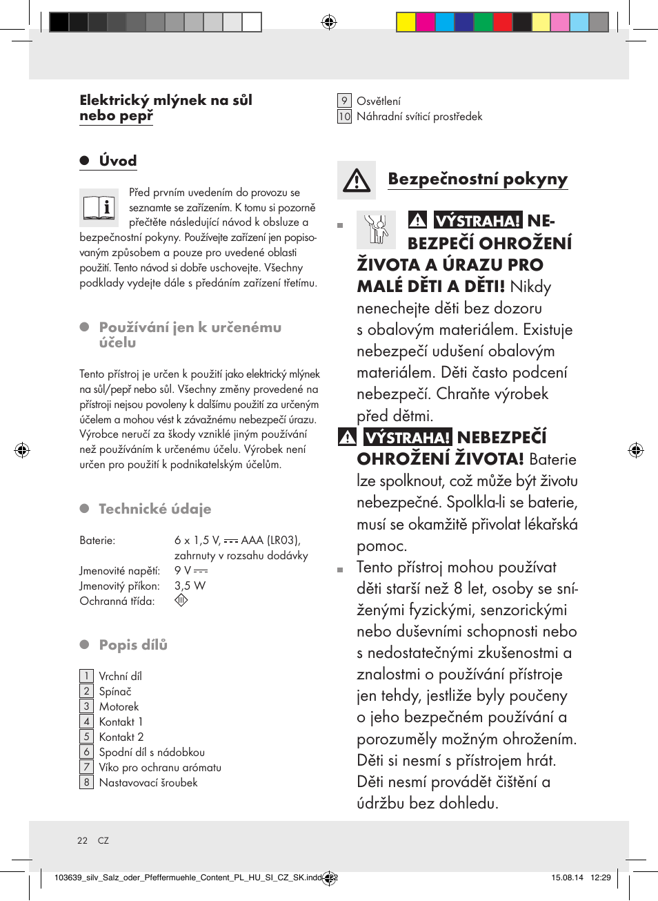 Bezpečnostní pokyny, Výstraha | Silvercrest Z31738/Z31738A/ Z31738B/Z31738C User Manual | Page 22 / 35