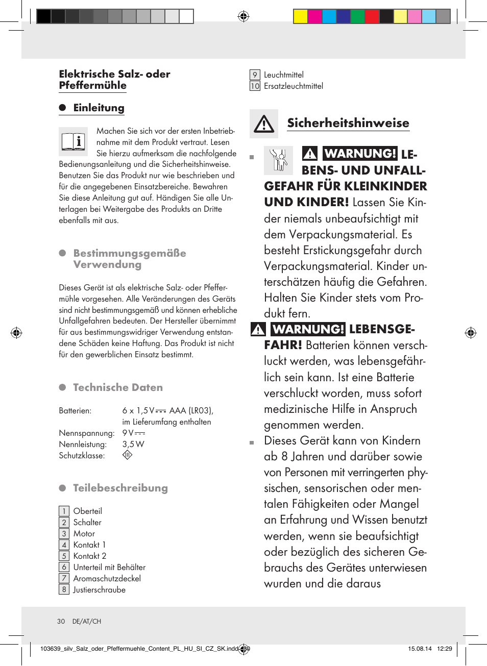 Silvercrest Z31738/Z31738A/ Z31738B/Z31738C User Manual | Page 30 / 35
