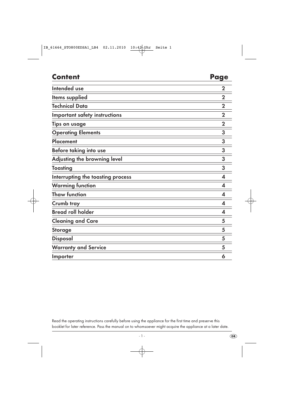 Content page | Silvercrest STO 800 EDS A1 User Manual | Page 3 / 38