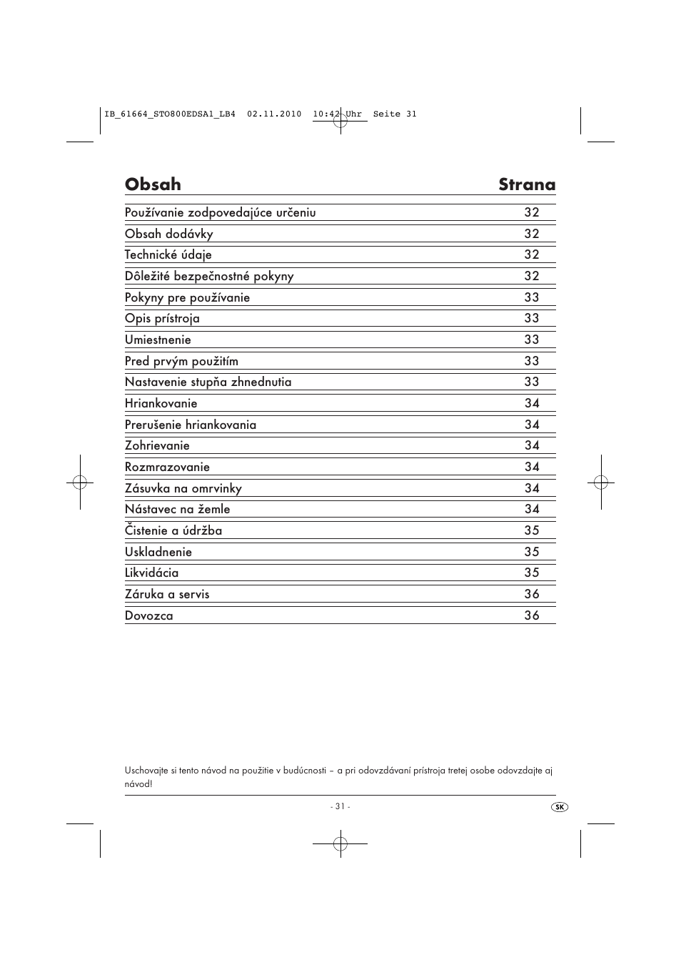 Silvercrest STO 800 EDS A1 User Manual | Page 33 / 38