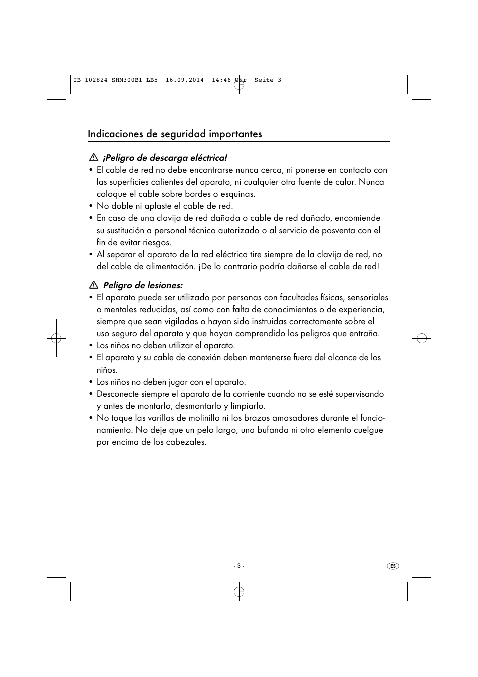 Indicaciones de seguridad importantes | Silvercrest SHM 300 B1 User Manual | Page 6 / 43
