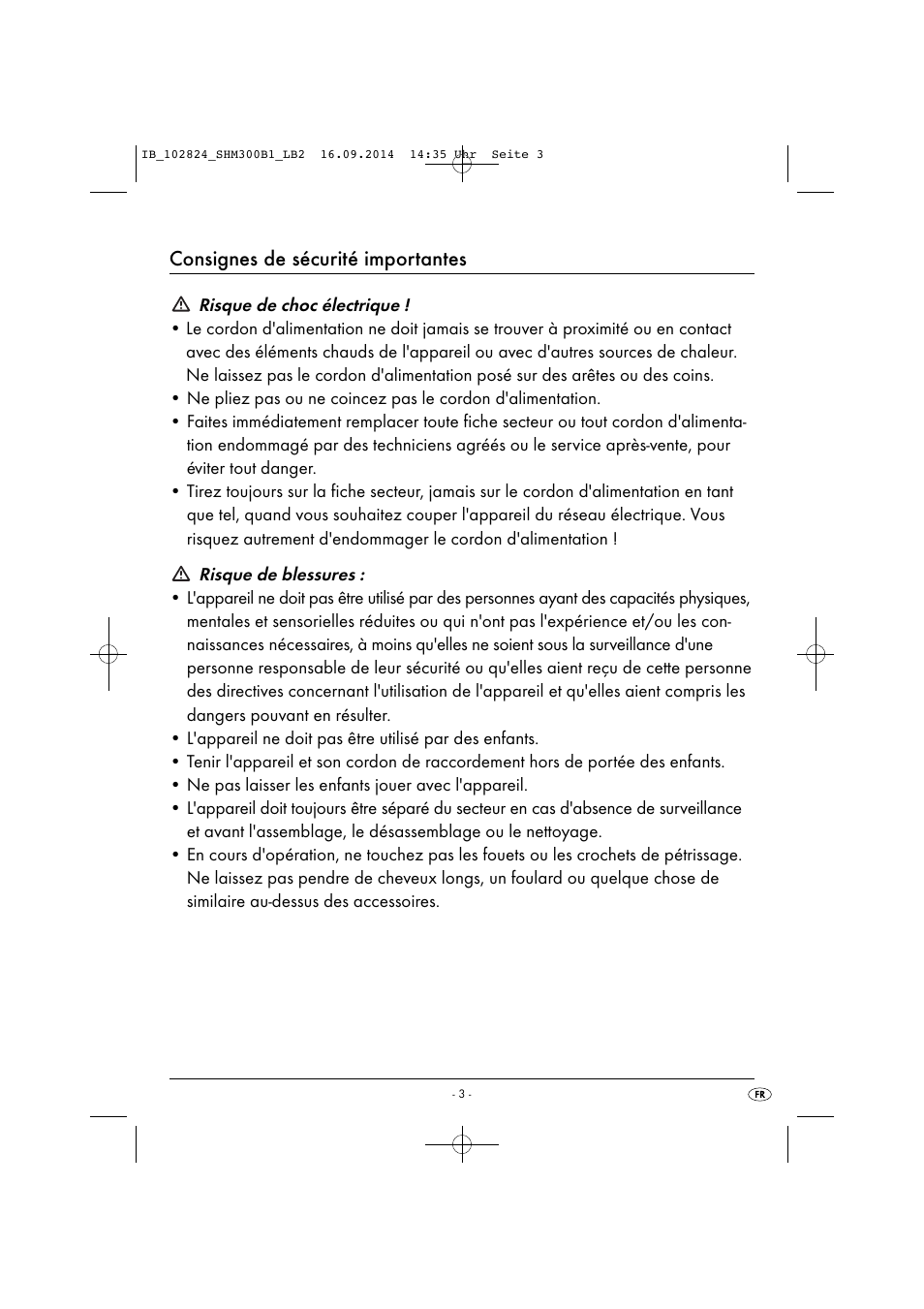 Consignes de sécurité importantes | Silvercrest SHM 300 B1 User Manual | Page 6 / 27