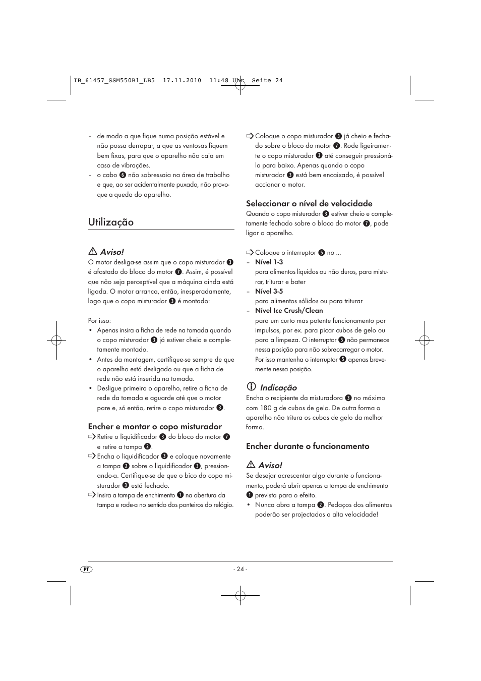 Utilização | Silvercrest SSM 550 B1 User Manual | Page 26 / 52