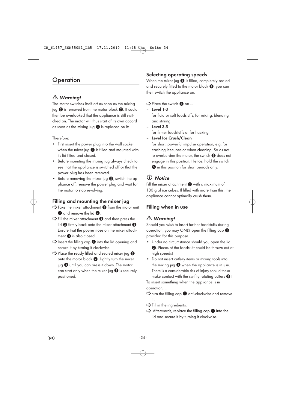 Operation | Silvercrest SSM 550 B1 User Manual | Page 36 / 52