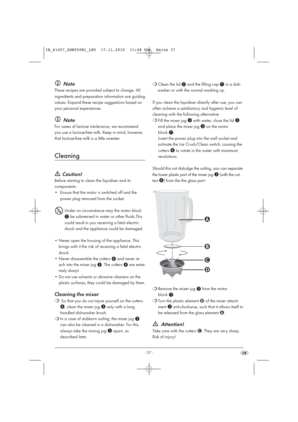 Cleaning | Silvercrest SSM 550 B1 User Manual | Page 39 / 52