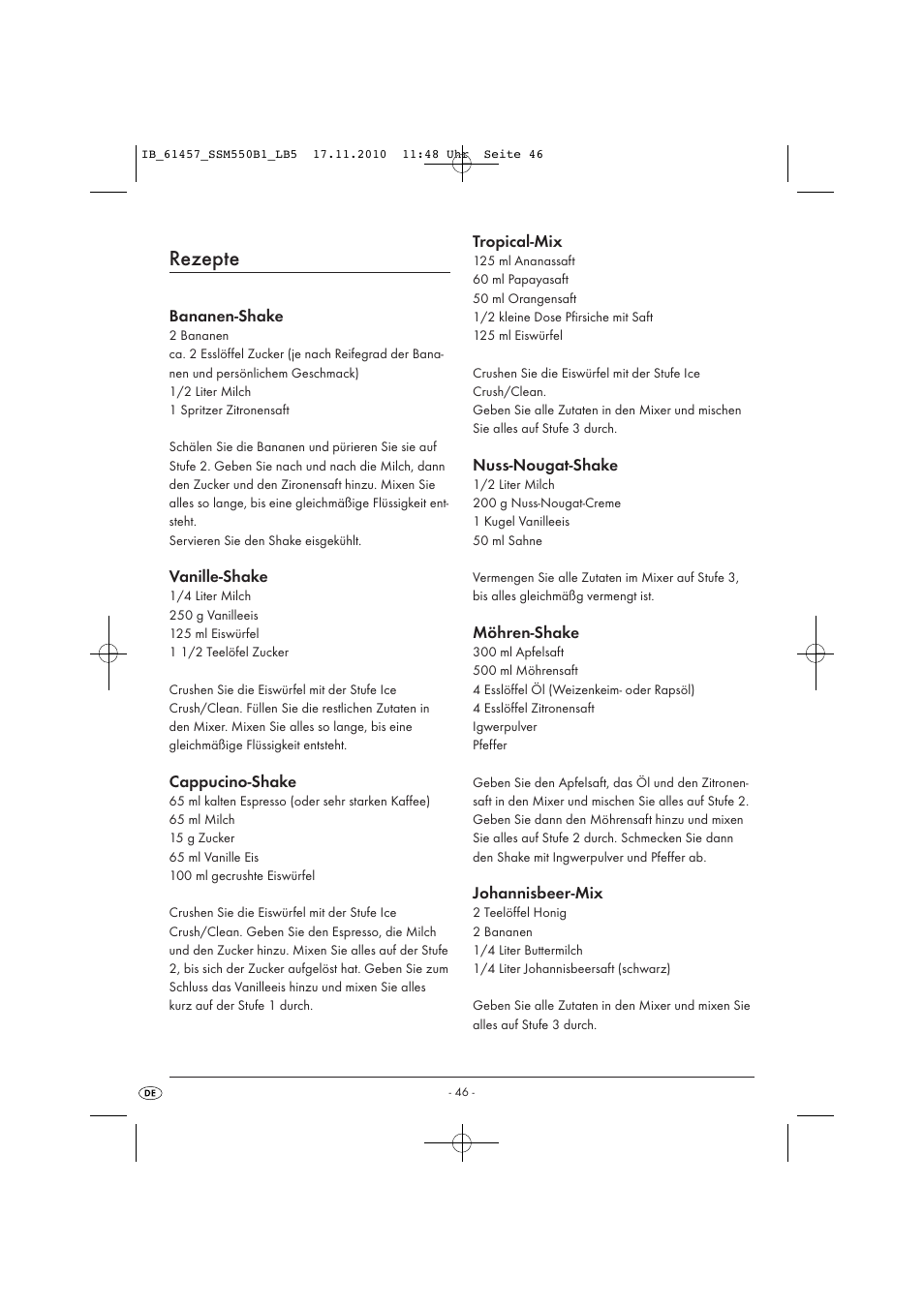 Rezepte | Silvercrest SSM 550 B1 User Manual | Page 48 / 52