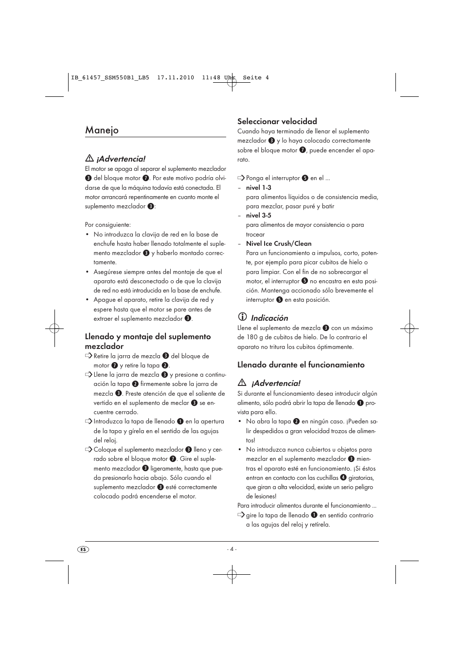 Manejo | Silvercrest SSM 550 B1 User Manual | Page 6 / 52