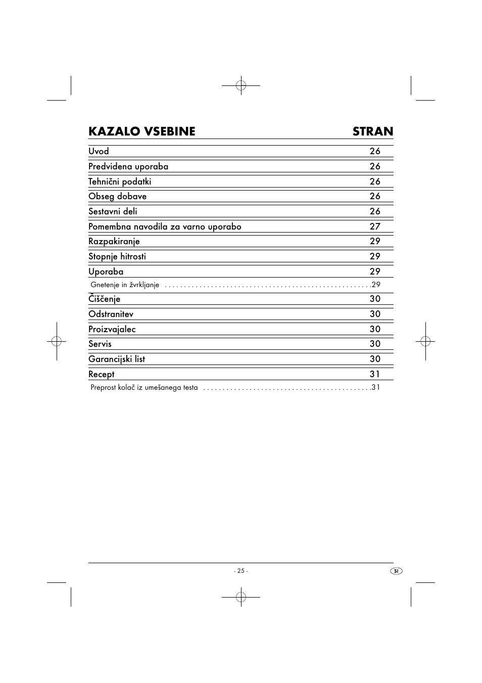 Kazalo vsebine stran | Silvercrest SHM 300 B1 User Manual | Page 28 / 59