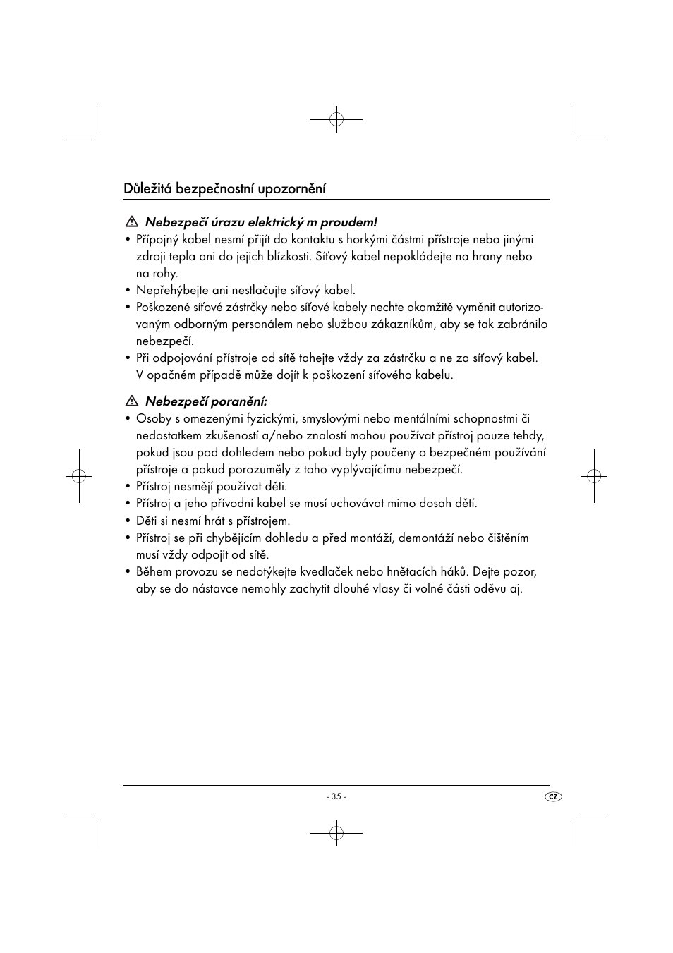 Důležitá bezpečnostní upozornění | Silvercrest SHM 300 B1 User Manual | Page 38 / 59