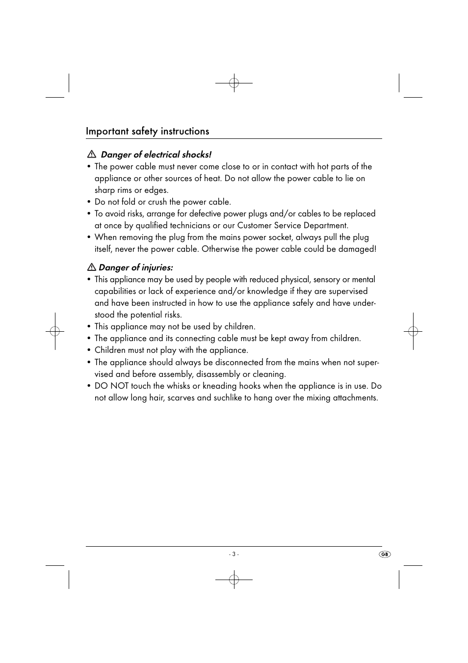 Important safety instructions | Silvercrest SHM 300 B1 User Manual | Page 6 / 59