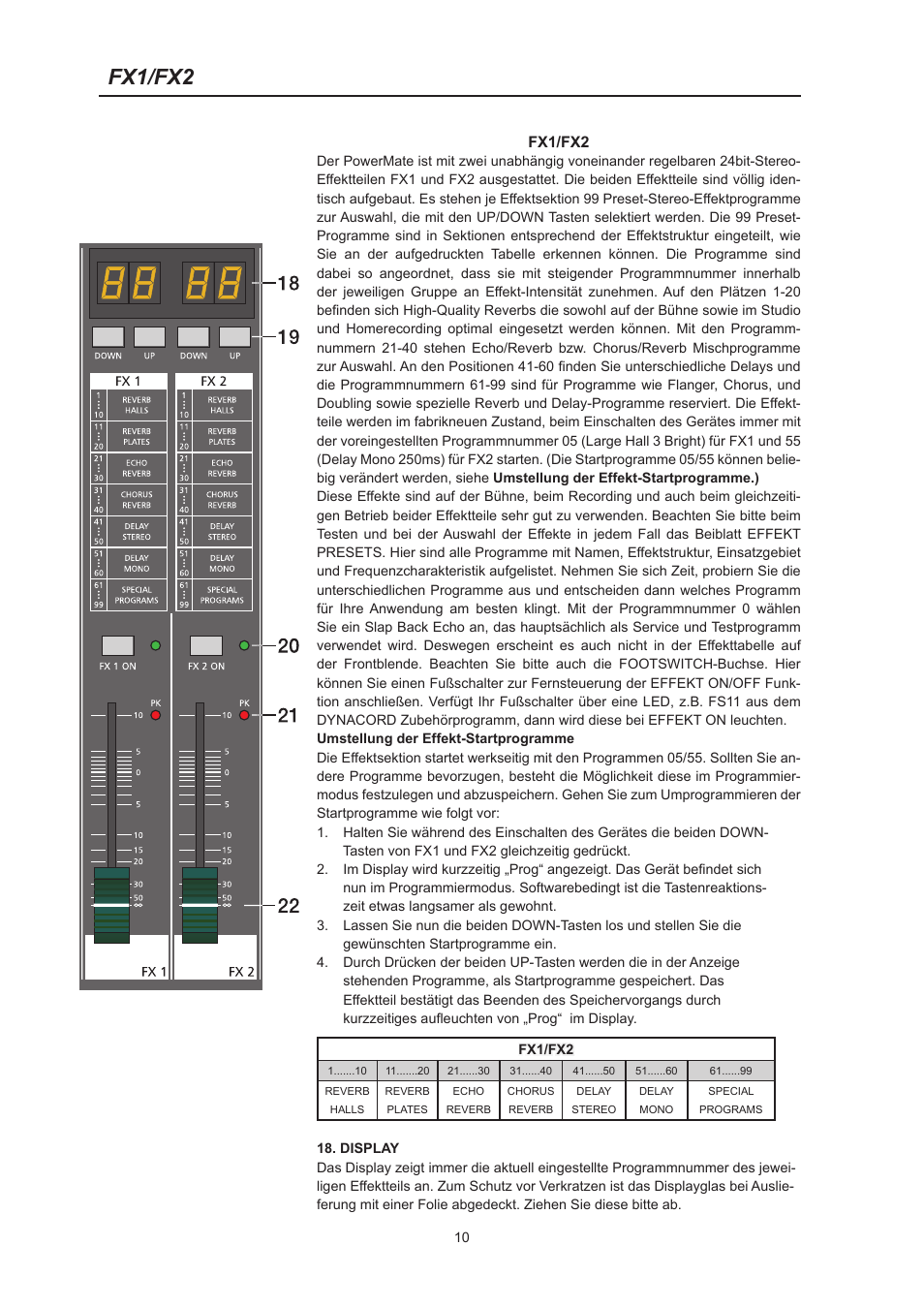 Fx1/fx2 | Dynacord PowerMate 600 User Manual | Page 10 / 64