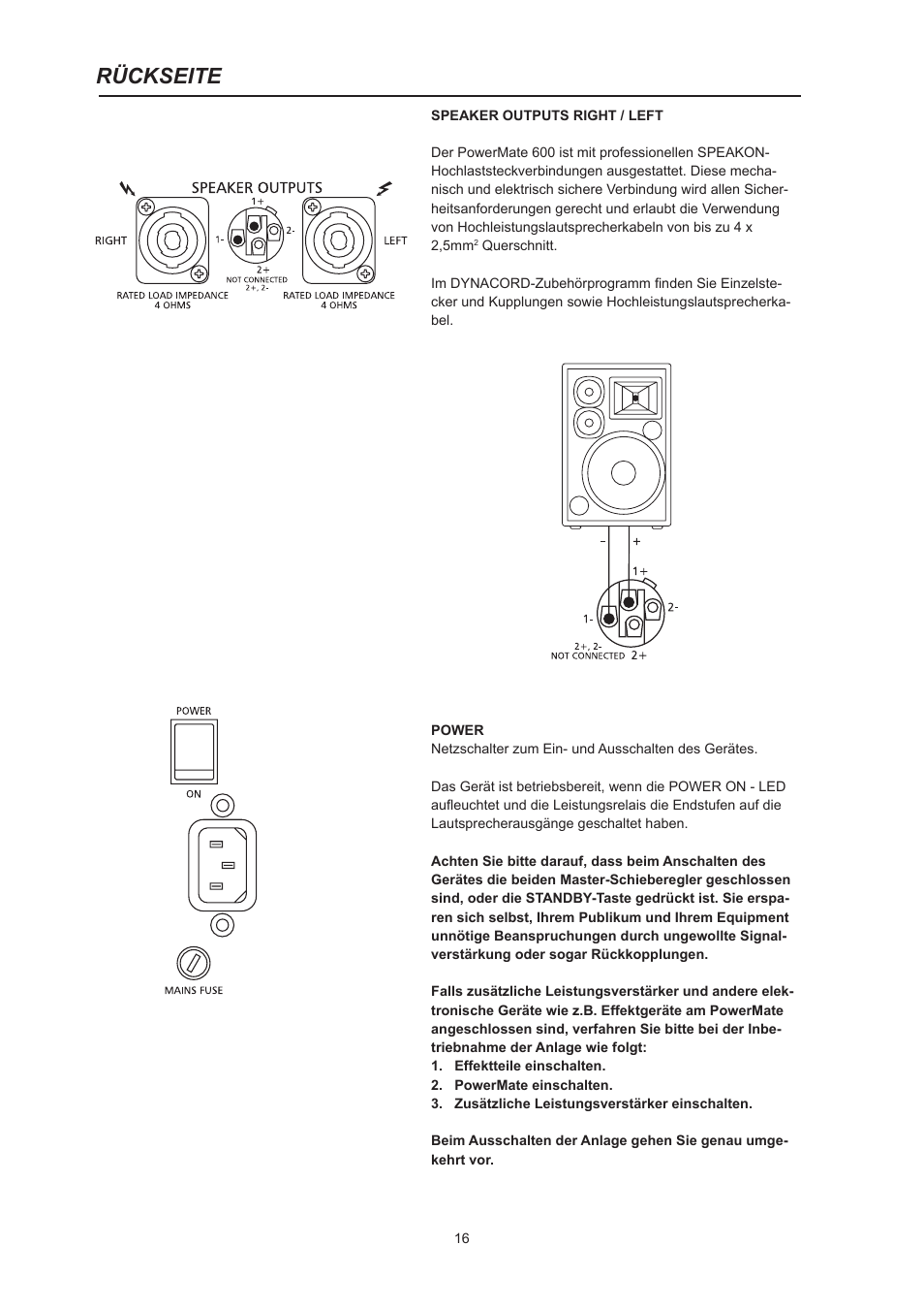 Rückseite | Dynacord PowerMate 600 User Manual | Page 16 / 64