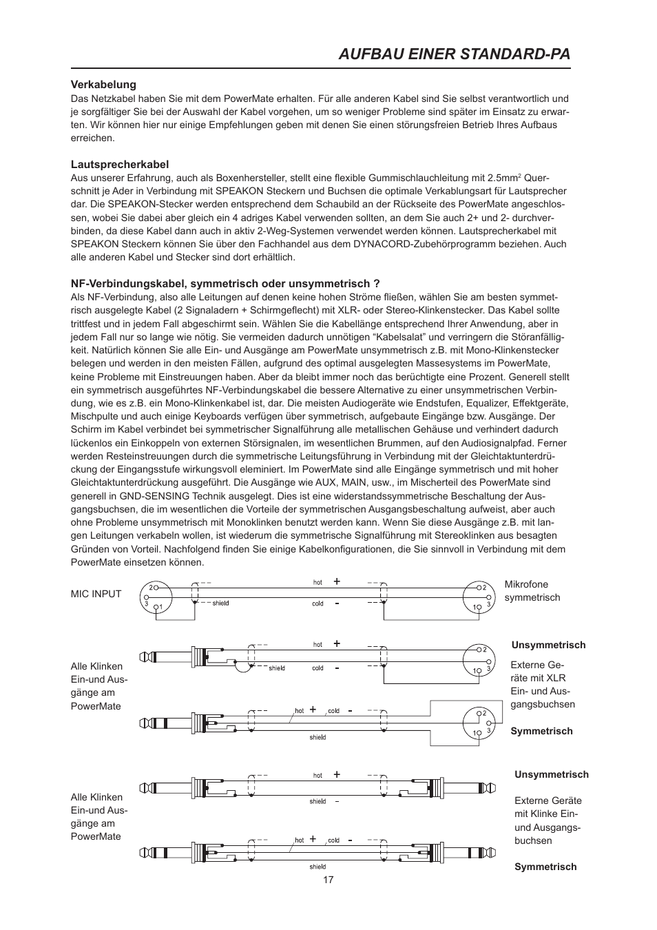 Aufbau einer standard-pa | Dynacord PowerMate 600 User Manual | Page 17 / 64