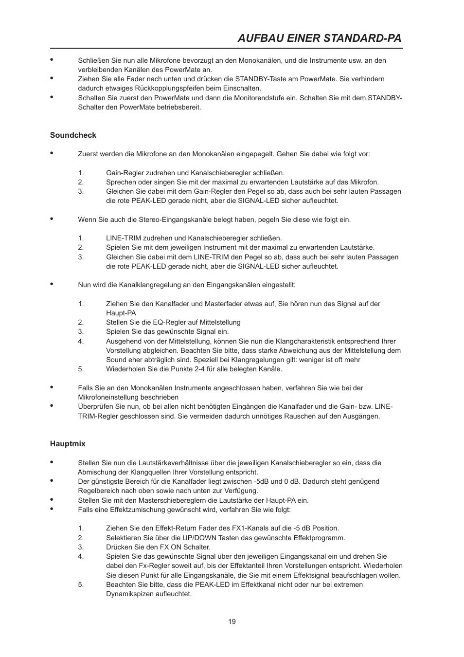Aufbau einer standard-pa | Dynacord PowerMate 600 User Manual | Page 19 / 64