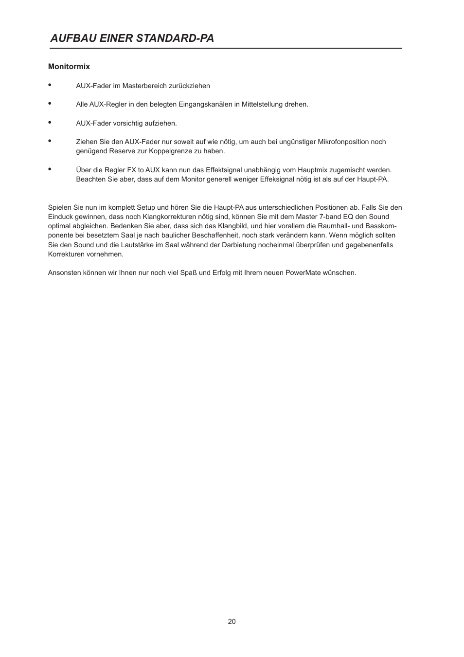 Aufbau einer standard-pa | Dynacord PowerMate 600 User Manual | Page 20 / 64